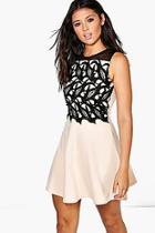 Boohoo Ceri Crochet Detail Skater Dress