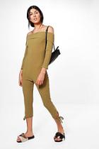 Boohoo Lois Bardot 3/4 Jumpsuit