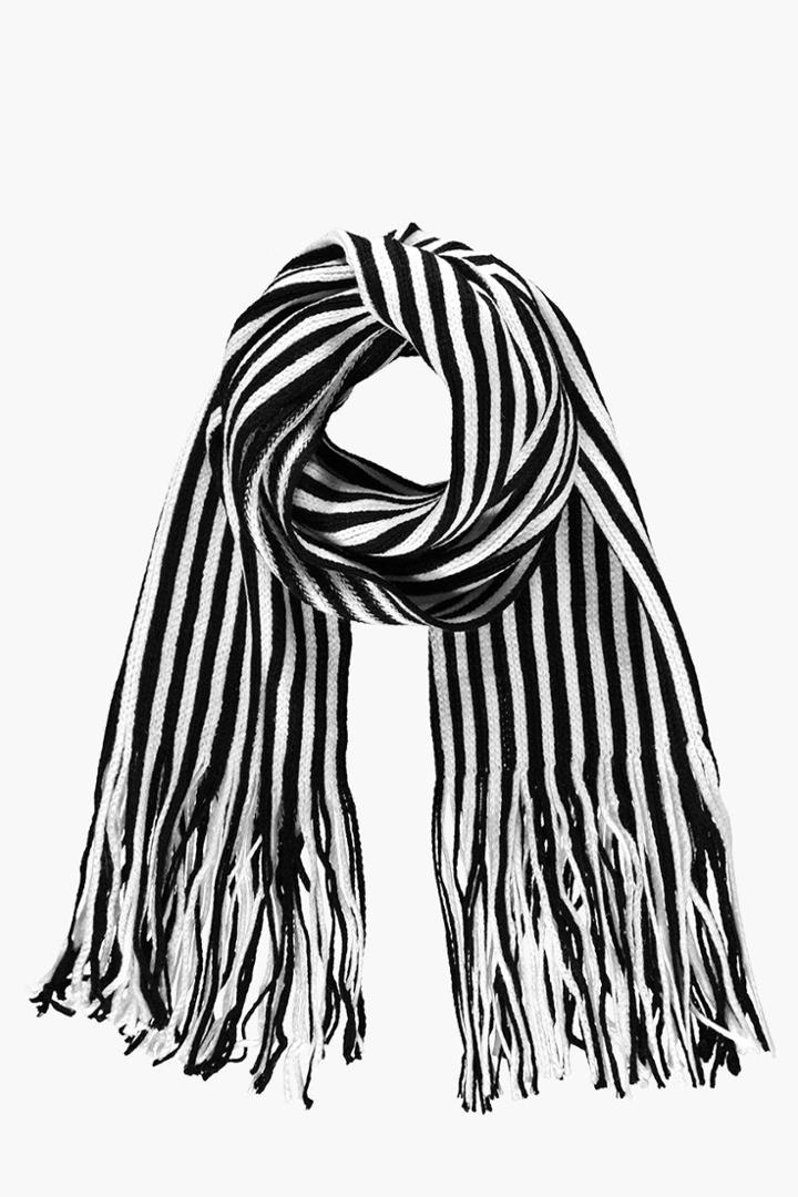 Boohoo Stripe Scarf Black