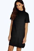 Boohoo Antonia High Neck Dip Back Shift Dress