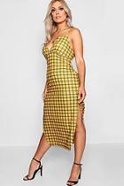 Boohoo Plus Button Check Print Midi Dress