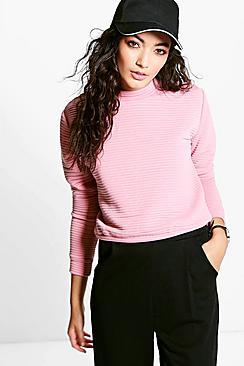 Boohoo Becca Large Ribbed Sweatshirt
