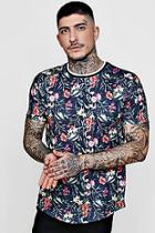Boohoo Floral Sublimation T-shirt With Curve Hem