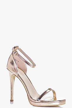 Boohoo Metallic Single Platform Two Part Heels