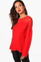 Boohoo Megan Sheer Panel V Front Top