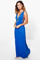Boohoo Tessa Strappy Trim Plunge Maxi Dress