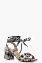 Boohoo Jessica Gingham Cross Strap Ankle Wrap Heels