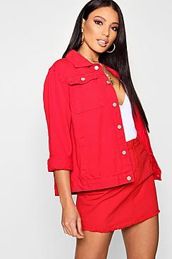 Boohoo Rich Red Denim Jacket
