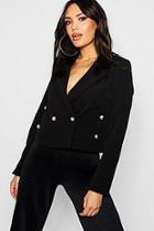 Boohoo Double Breasted Military Boxy Cropped Blazer