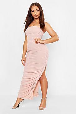 Boohoo Mesh Strappy Split Detail Midaxi Dress