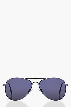 Boohoo Clara Silver Classic Aviator Fashion Glasses