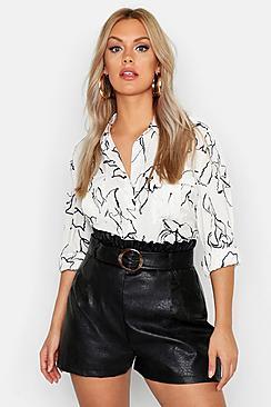 Boohoo Plus Line Drawing Utility Shirt