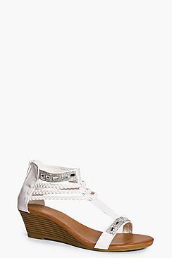 Boohoo Lucy Embellished And Plait Demi Wedge