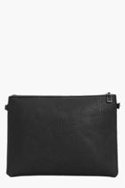 Boohoo Faye Reversible Suedette And Pu Clutch Bag Black