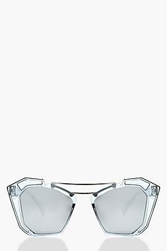 Boohoo Jess Statement Double Brow Sunglasses
