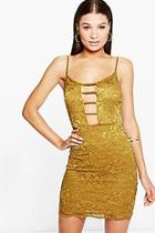 Boohoo Isara Lace Plunge Strap Detail Bodycon Dress