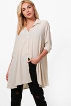 Boohoo Freya Woven Oversized Shirt Stone