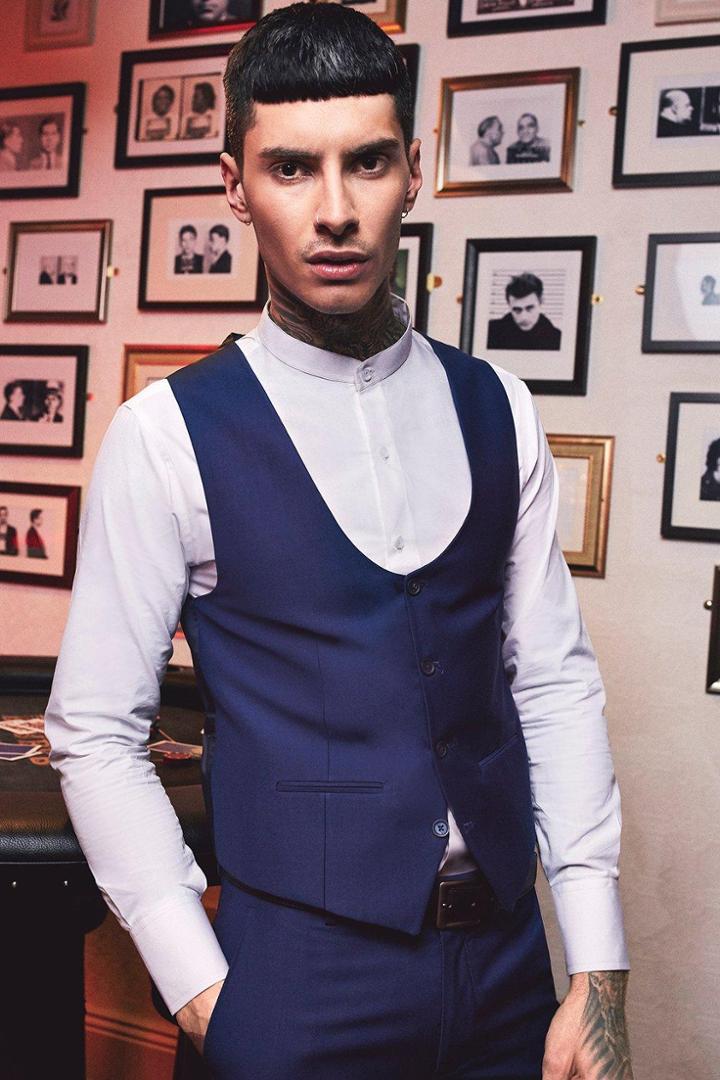 Boohoo Skinny Fit Waistcoat Blue
