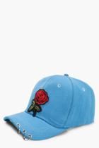 Boohoo Maya Rose Embroidery Cap Blue