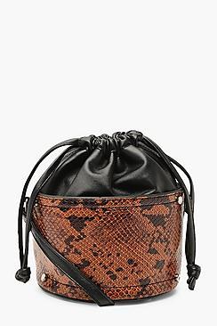 Boohoo Snake Panel Micro Mini Duffle Cross Body