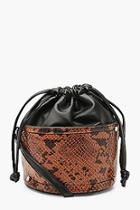 Boohoo Snake Panel Micro Mini Duffle Cross Body