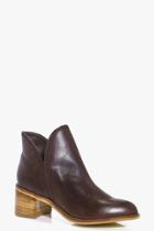 Boohoo Lois Boutique Leather Cut Work Ankle Boot Chocolate