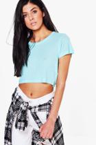 Boohoo Daphne Ribbed Crop T-shirt Mint