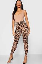 Boohoo Zebra Print High Waisted Leggings