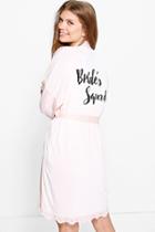 Boohoo Tall Larisa Brides Squad Lace Bridal Robe Nude
