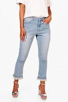 Boohoo Petite Julia Raw Hem Light Wash Ankle Grazer Jean
