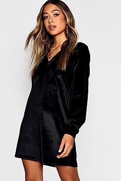 Boohoo Velvet Oversized Sweat Dress