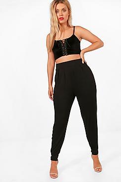 Boohoo Plus Front Jersey Hareem Trouser