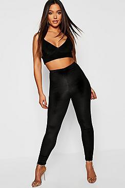 Boohoo Velvet High Waisted Legging
