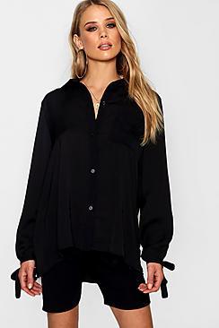 Boohoo Sian Tie Cuff Oversized Shirt