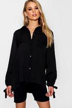 Boohoo Sian Tie Cuff Oversized Shirt