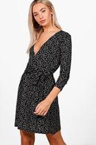 Boohoo Melanie Star Wrap Front Shift Dress