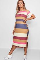 Boohoo Plus Holly Stripe Rolled Sleeve T-shirt Dress