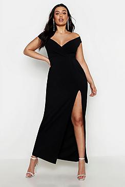 Boohoo Plus Off Shoulder Maxi Dress