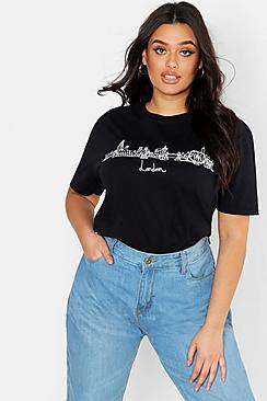 Boohoo Plus London Skyline T-shirt