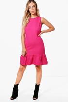 Boohoo Ella Drop Ruffle Hem Sleeveless Dress Fuchsia