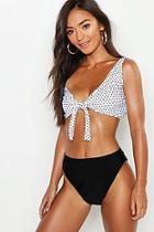 Boohoo Petite High Leg Knot Front Bikini Set