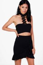 Boohoo Laura Lace Panel Choker Bandeau Black