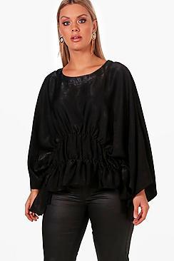 Boohoo Plus Steph Shirred Detail Batwing Top