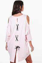 Boohoo Izzy Lace Up Back Oversized T-shirt Dress