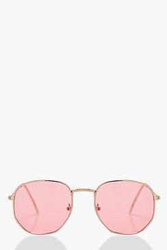 Boohoo Sarah Pastel Lens Retro Frame Sunglasses