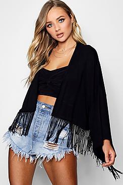 Boohoo Jessie Oversized Fringe Kimono