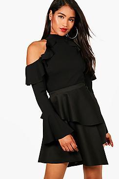 Boohoo Frill Sleeve Choker Body