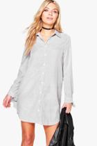 Boohoo Whitney Stripe Tie Sleeve Shirt Dress Black