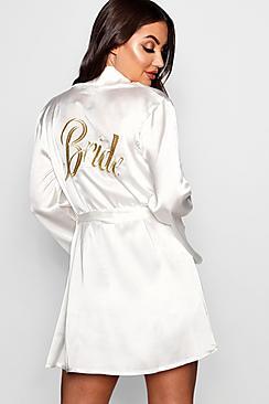 Boohoo Harriet Bride Metalic Embroidered Robe