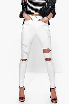 Boohoo Sadie 5-pocket High Rise Distressed Skinny Jeans